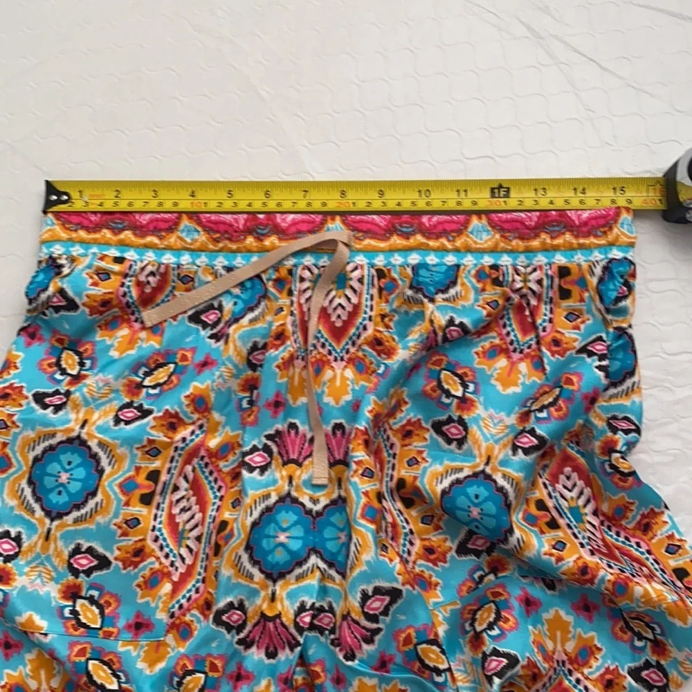 Hale Bob Peliah silk charmeuse pants in turquoise multicolor print M - Picture 6 of 13